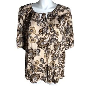 Roaman’s paisley print half sleeve knit top Sz 18W